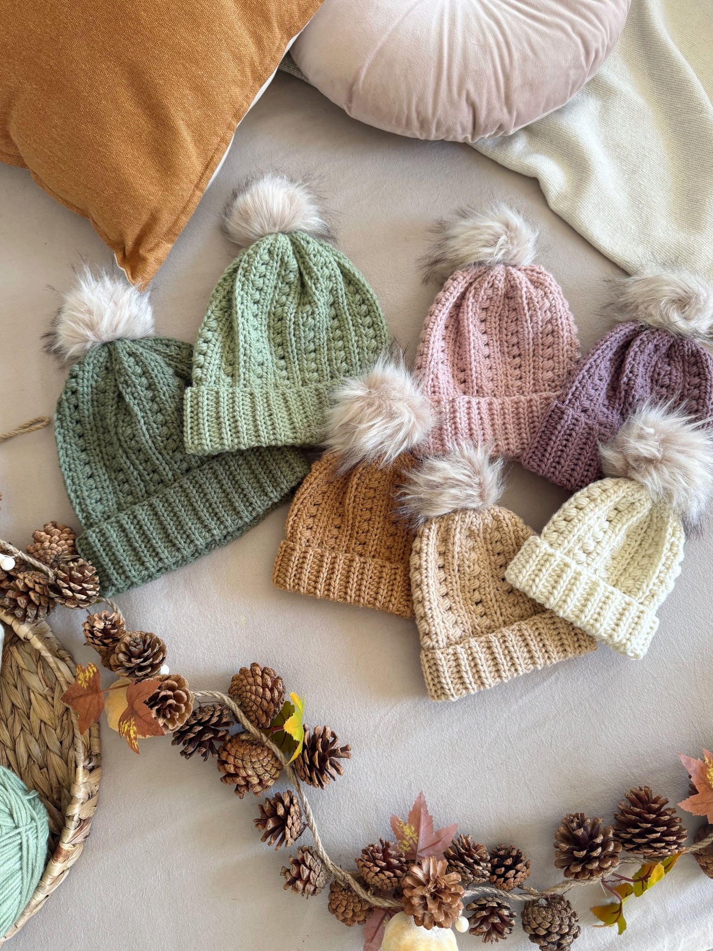 CROCHET PATTERN + VIDEO - Puff Stitch Hat Crochet Pattern | Worsted Weight Beanie 7 Sizes Baby to Adult | Quick Winter Gift or Market Seller